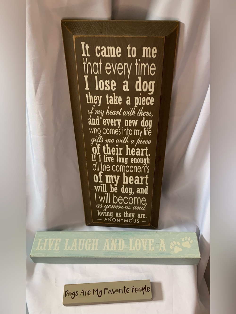 Dog Love Wall Shelves Signs Set Bundle of 3 Brown Blue Inspirational Plaques
